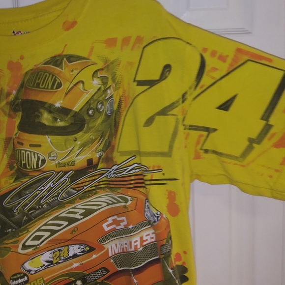 Jeff Gordan 24 Hendrick Motorsports Race Car Yellow T-Shirt, Double Sided - Picture 3 of 16